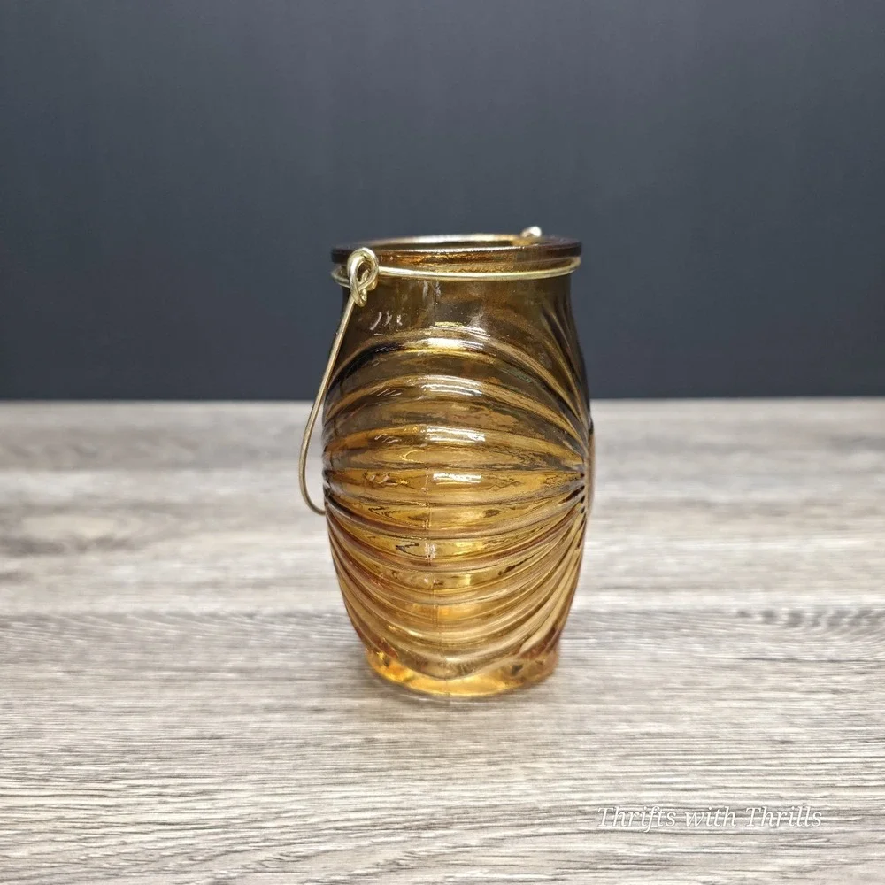 Amber Lantern Style Small Vase‎ - Great For Any Occasion - 4.5